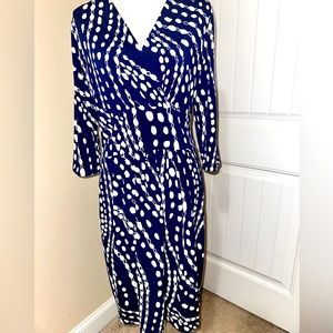 Talbots white & blue polka dotted dress with light weighted breathable material